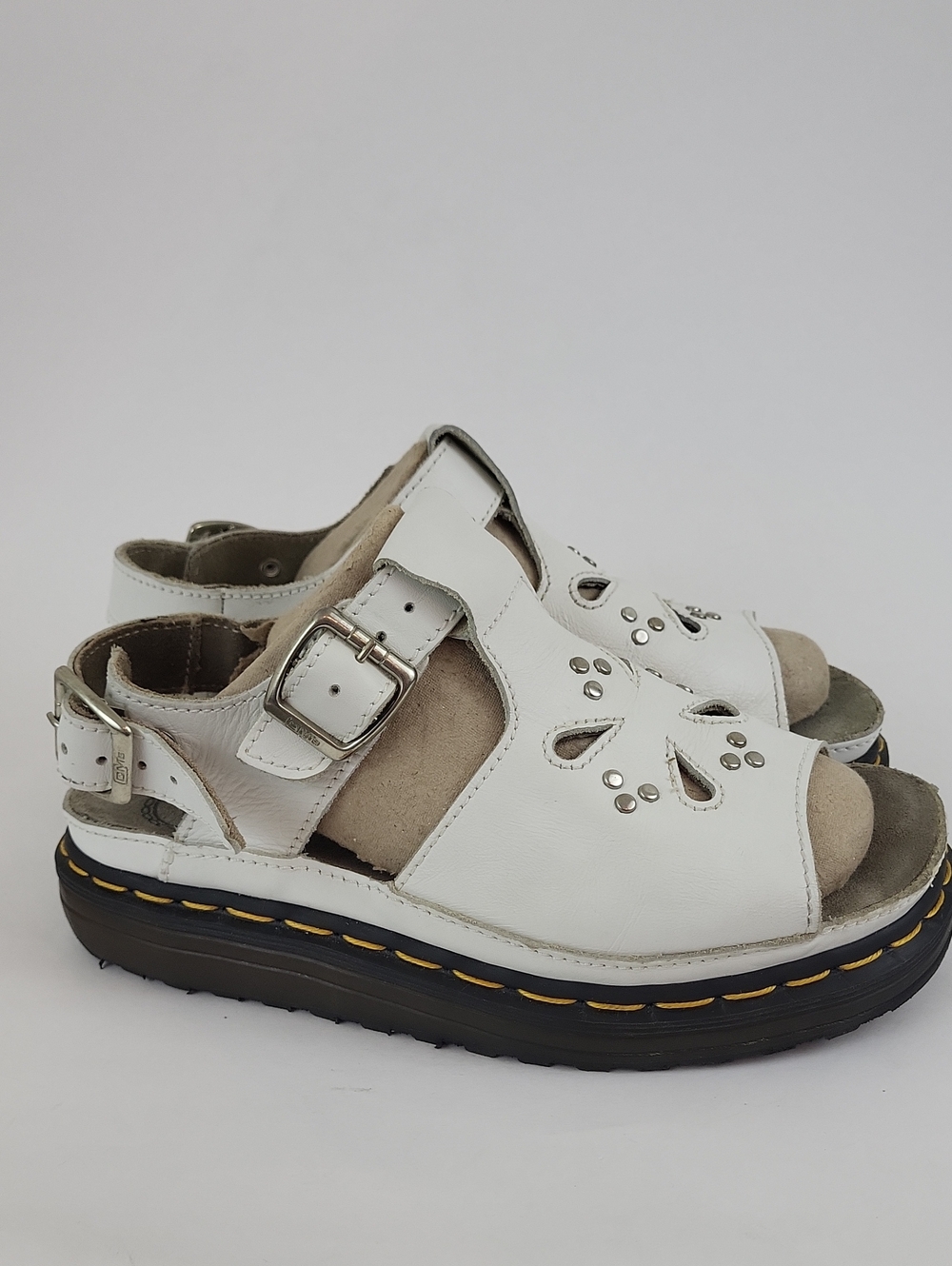 Vintage 90s White Dr. Martens Dunnet Flower Slingback Sandals Size 7 - Picture 6 of 16